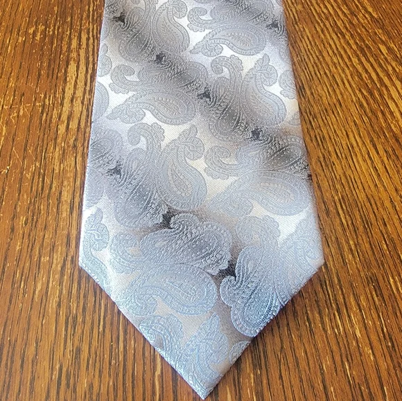Mens Silk Valerio Garati Hand Made Tie Blue Silver - Picture 5 of 7